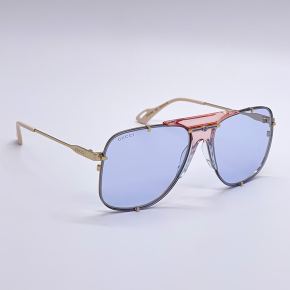 NEW GUCCI GG0739S 005 UNISEX PILOT FRAME SUNGLASSES GUCCI GG0739S BLUE - Picture 7 of 12